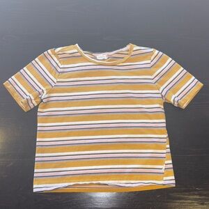 Women’s Striped Short Sleeve Tee - Mustard Pink White